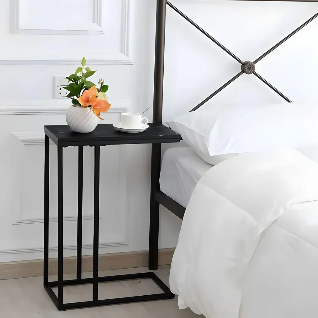Table d'appoint C marbre noir ModernHome pour PC portable - 4