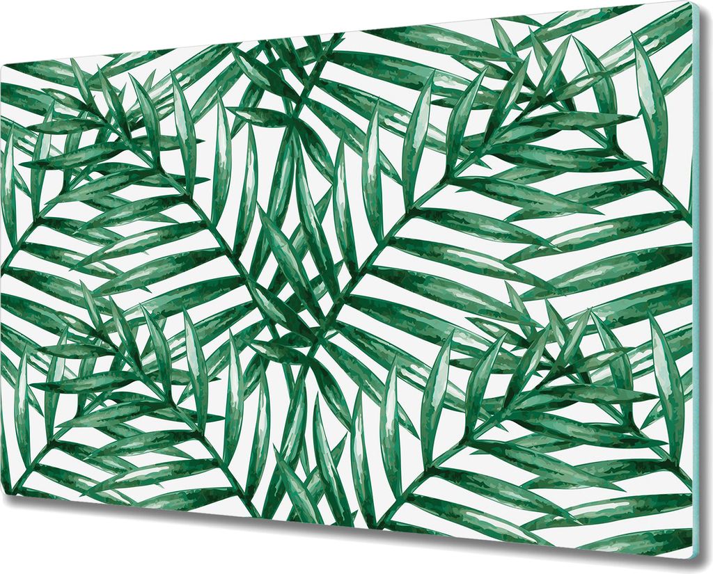 Glas Schneidebrett Herdabdeckplatten Schneideplatten - 80x52 cm - Palmblatt Blumen
