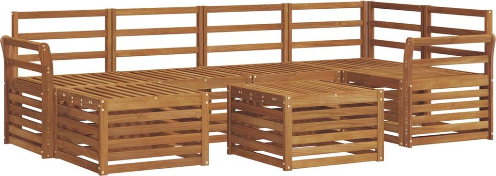 Ecksofa Set 7 pcs Natur Massivholz Akazie