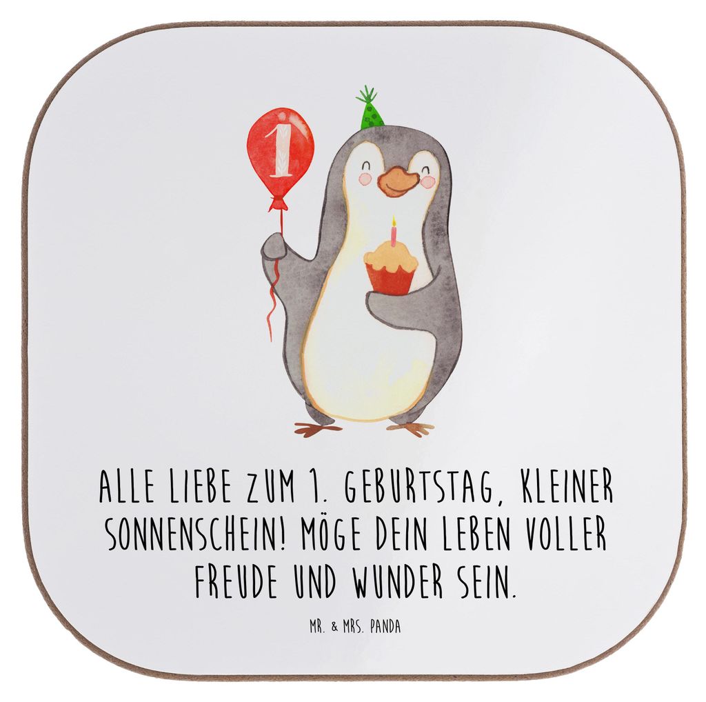 Mr. & Mrs. Panda Tischuntersetzer 1. Geburtstag Sonnenschein - Weiß - Geschenk, Alter, Alle Liebe zum, kleiner, Holzuntersetzer, Tassenuntersetzer...