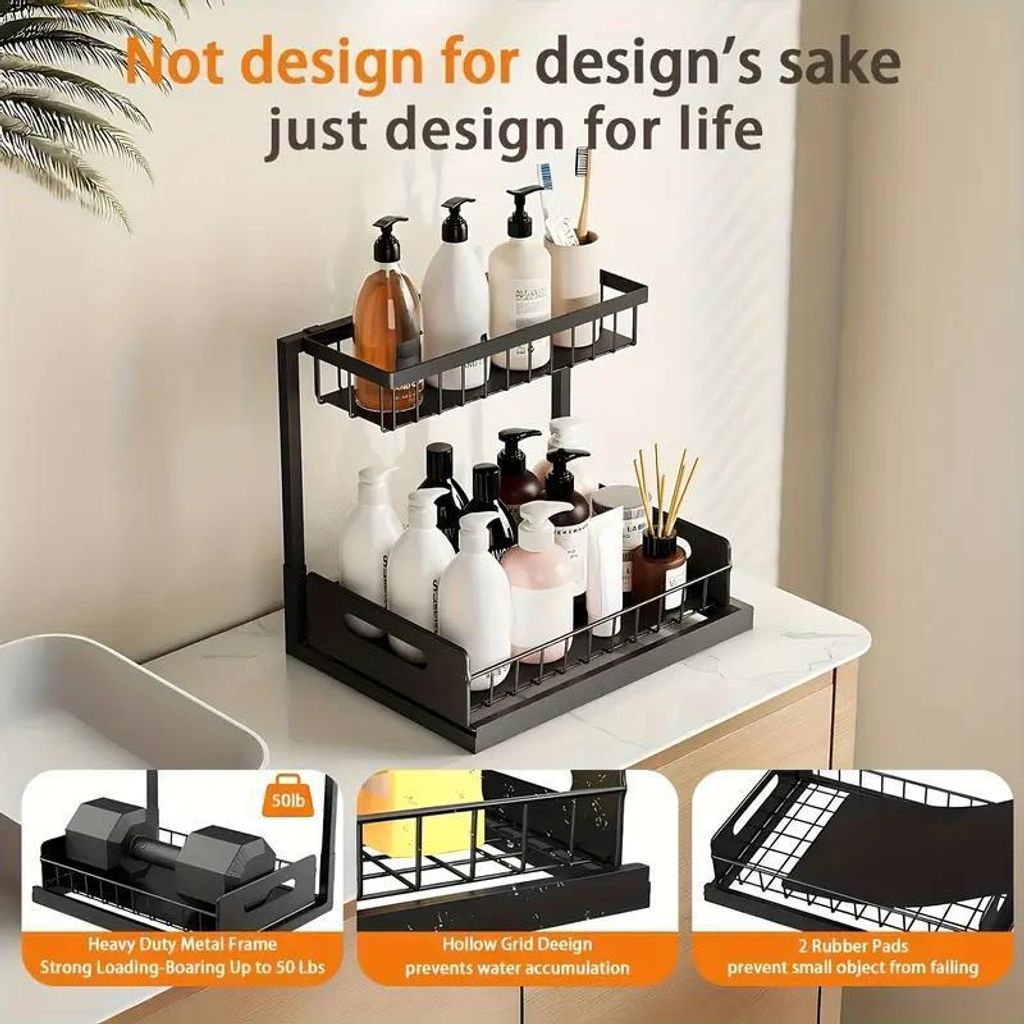 2 Stück Küchen Organizer, unter Waschbecken Regal, Produktbild 