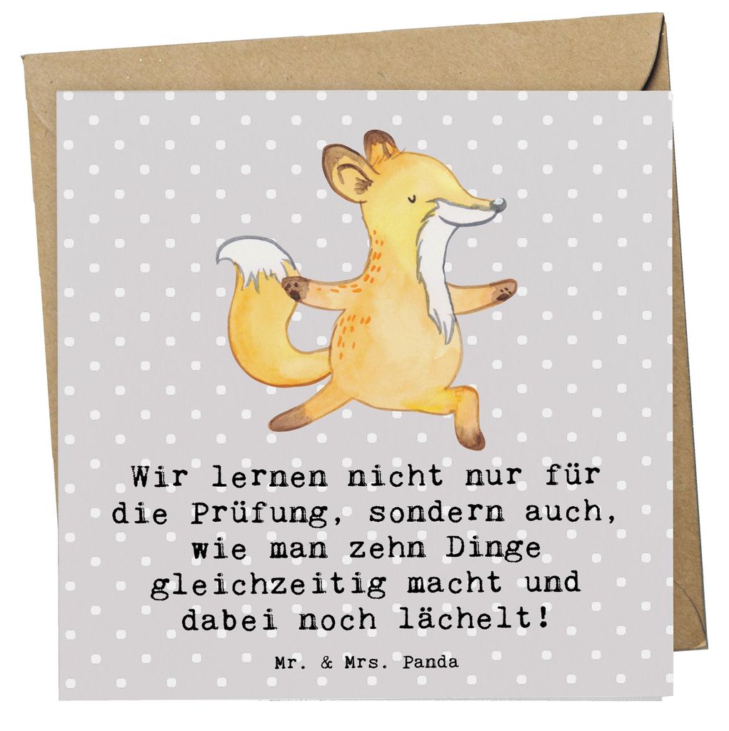 Mr. & Mrs. Panda Klappkarte Auszubildende Lächeln - Grau Pastell - Geschenk, Geschenke für Berufstätige, Lernen, Motivation, faltkarte, Beruf, d...
