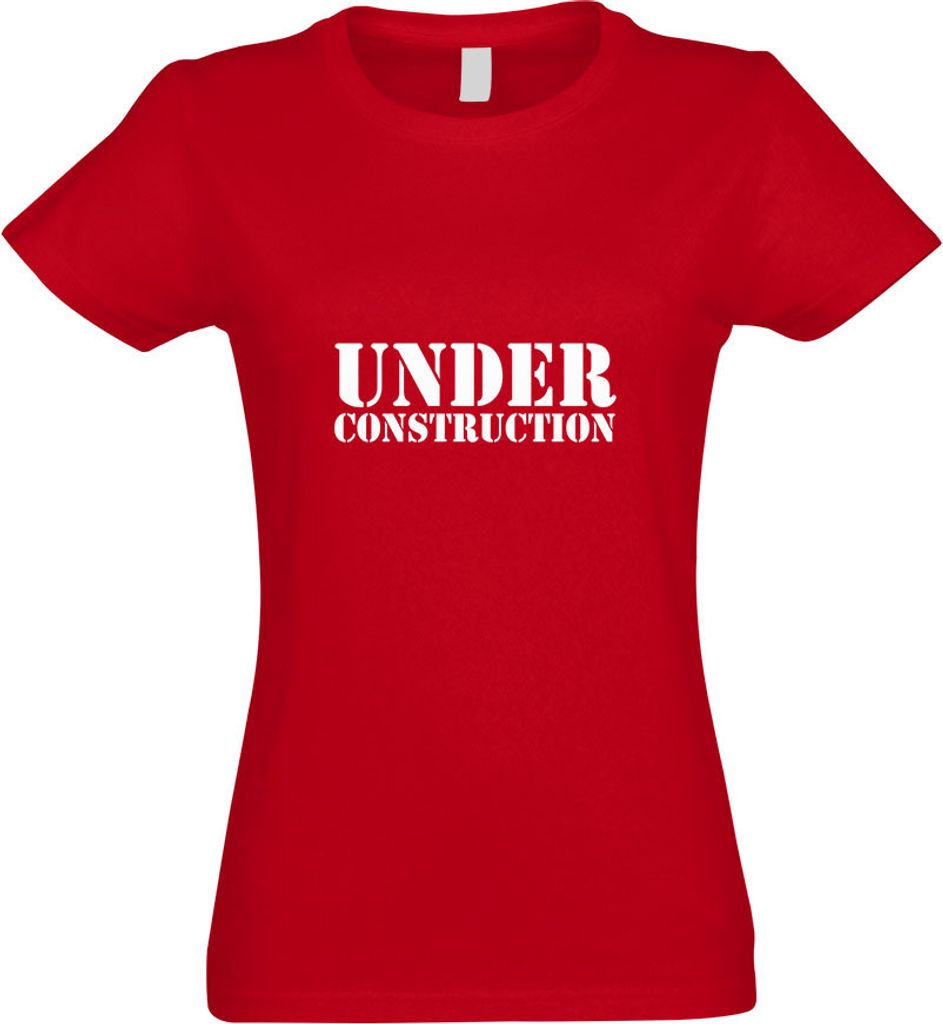 Kiwistar - T-Shirt tailliert - Damen - rot - Under Construction - mit Motiv Bedruckt - Funshirt Design - Sport - Freizeit - Damen - L
