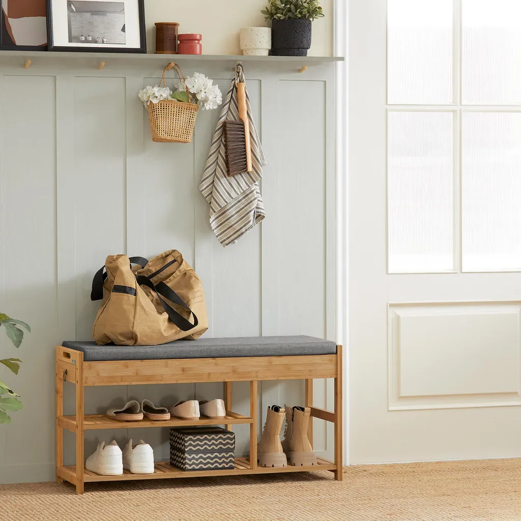Meuble d'entrée NATUR : banc de rangement chaussures style scandinave - 4