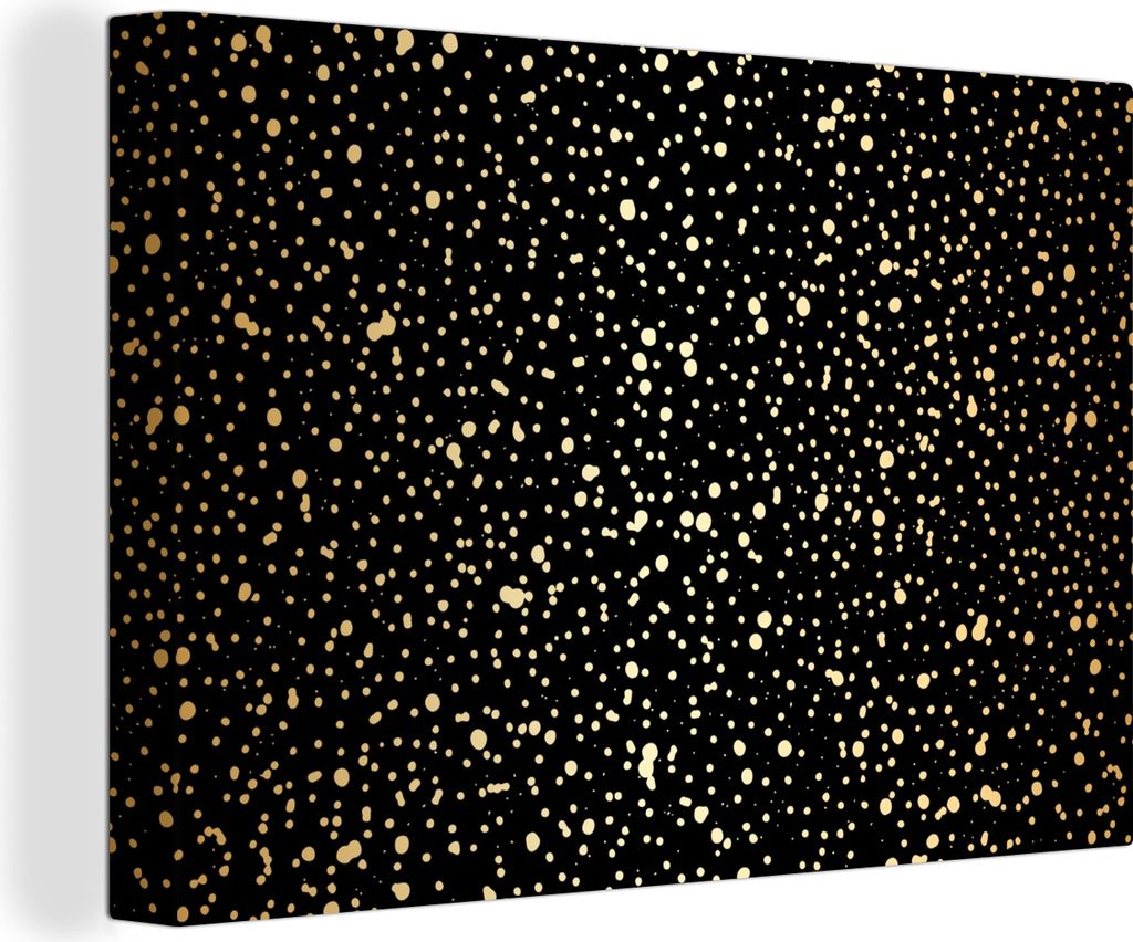 OneMillionCanvasses - Leinwandbilder - 150x100 cm, Gold - Schwarz - Tupfen - Muster, Wandbilder Kunstdruck Wanddekoration - Foto auf Leinwand - G...