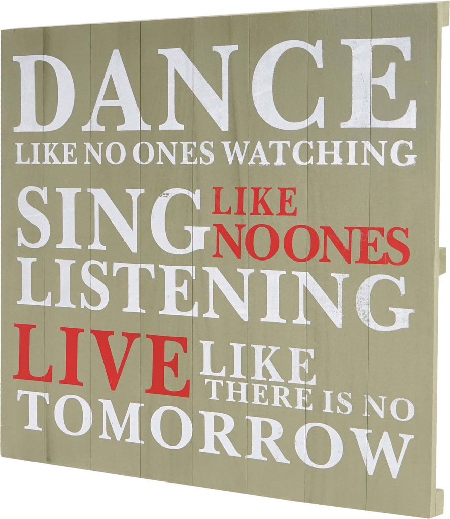 Wandschild Dance, Dekoschild Holzschild, Shabby-Look Vintage 60x60cm grün