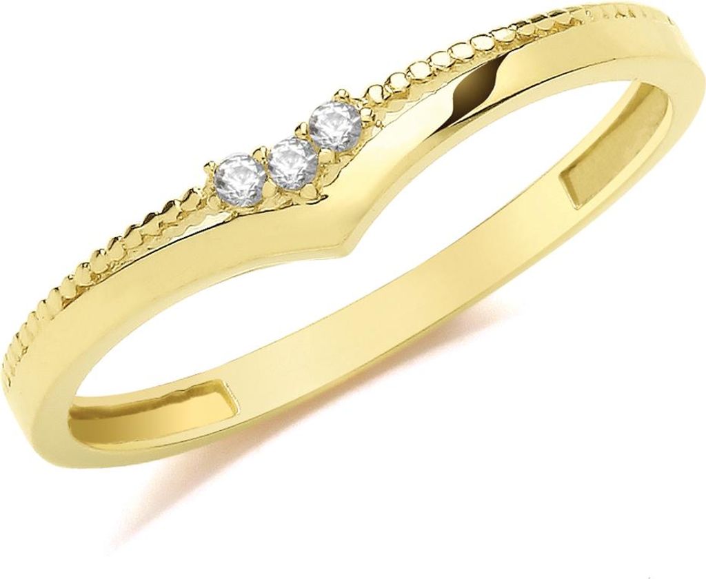 Exklusiver 9 Karat (375) Gold Damen - Wünschelrute Ring mit Zirkonia, 54 (17.2); TRS360789KYRSN