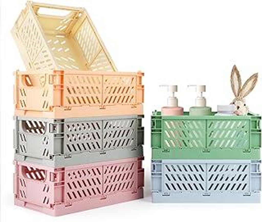 6 Stücke Klappbox, 25 * 16 * 10cm Körbchen, Klappboxen Faltbar Stabil, Klappkiste Groß, Klappkorb Faltbar, Klappboxen für Küche, Kinderzimmer,...