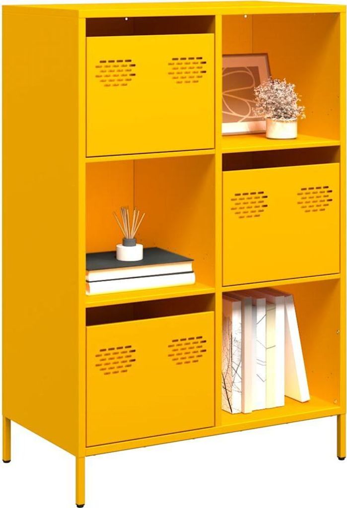 "2026 MODERNE"Highboard - Schubladenkommode/Sideboard - elegantes Design - Flur, Wohnzimmer - Senfgelb 68x39x103,5cm Stahl NEU642692 - Kommoden