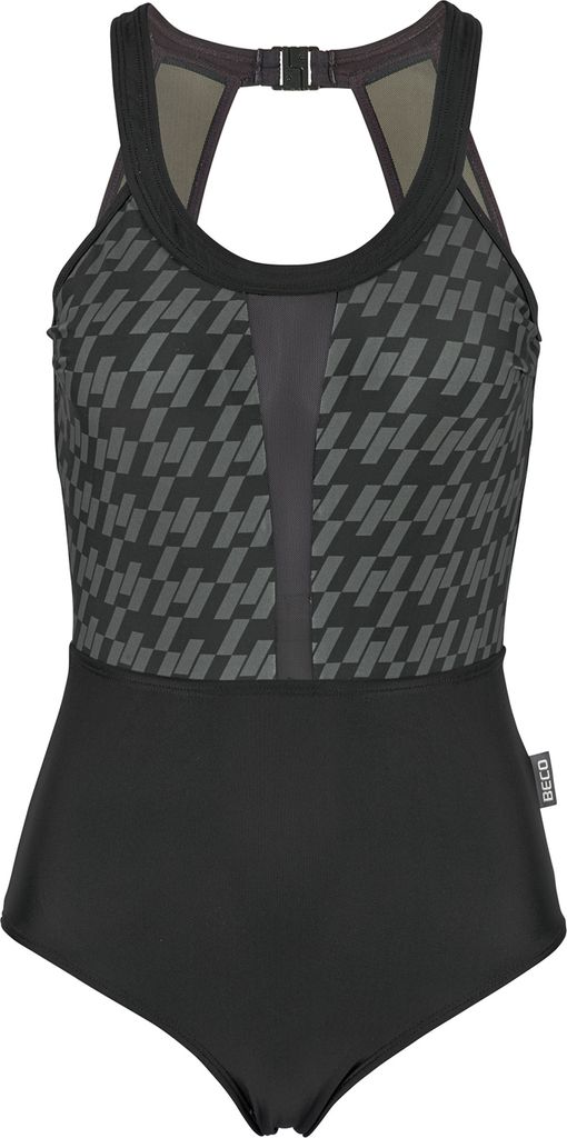BECO the world of aquasports Badeanzug Pepita mit extravagantem Nackenverschluss schwarz 42