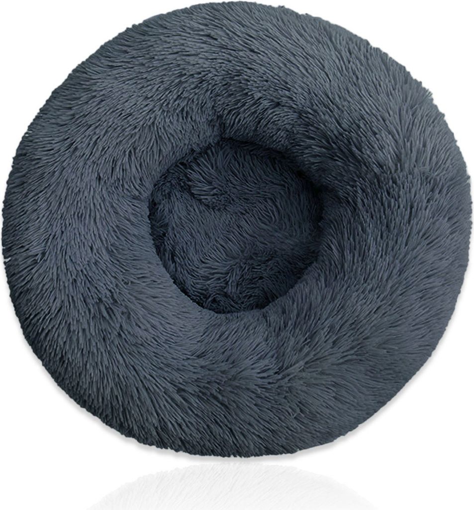 80cm Blaugrau Plüsch Donut Hundebett Katzenbett Kuschelbett Hundekorb Hundekissen Kissen rund Haustierbett Bett