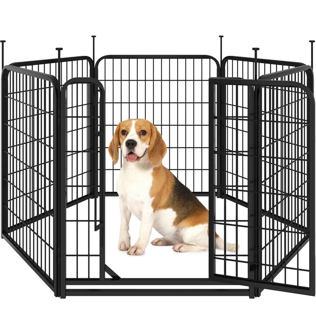 Yaheetech 6-teilig Welpenlaufstall Welpenauslauf 80 cm hoch Freilaufgehege für Hunde faltbar, einteilige Verriegelung