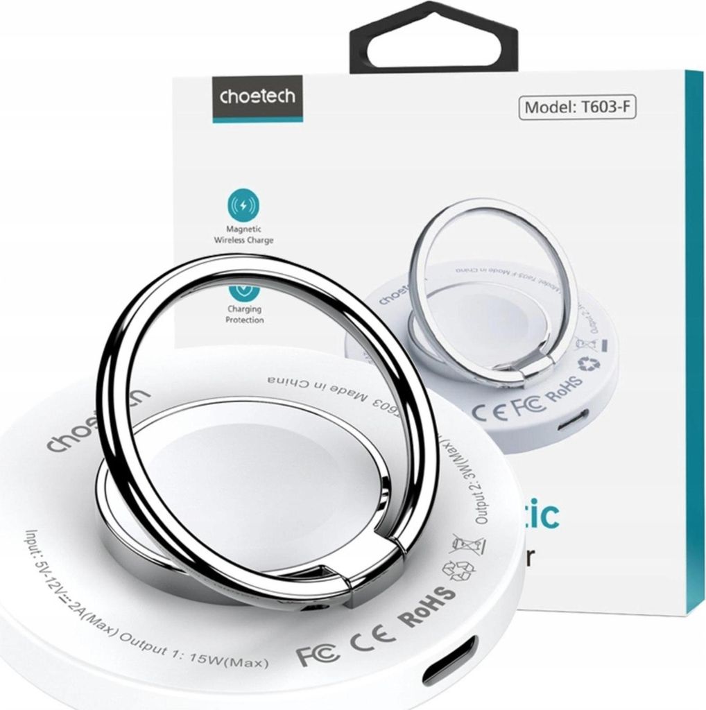 Wireless charger 2-in-1 Choetech T603-F, holder (white) Immagine del prodotto 