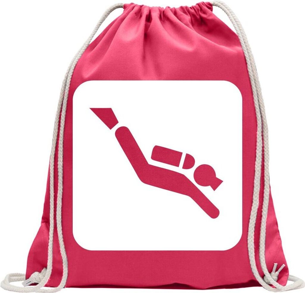 Kiwistar - Turnbeutel - pink - Tauchstelle Tauchspots Piktogramme - Fun Rucksack Sport Beutel Gymsack Baumwolle mit Ziehgurt