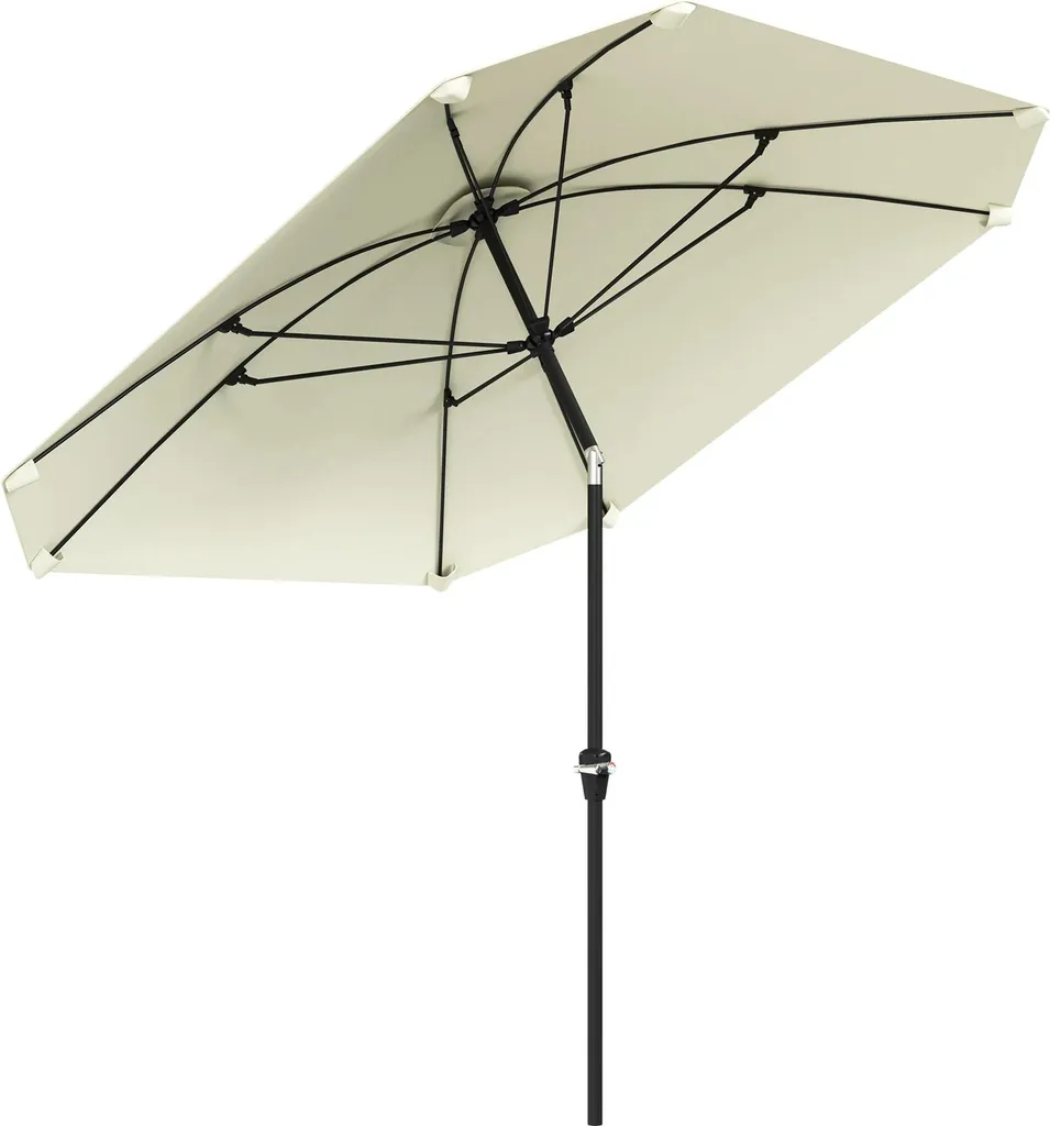 Parasol de terrasse carré 233x233 cm inclinable coloris ivoire élégant