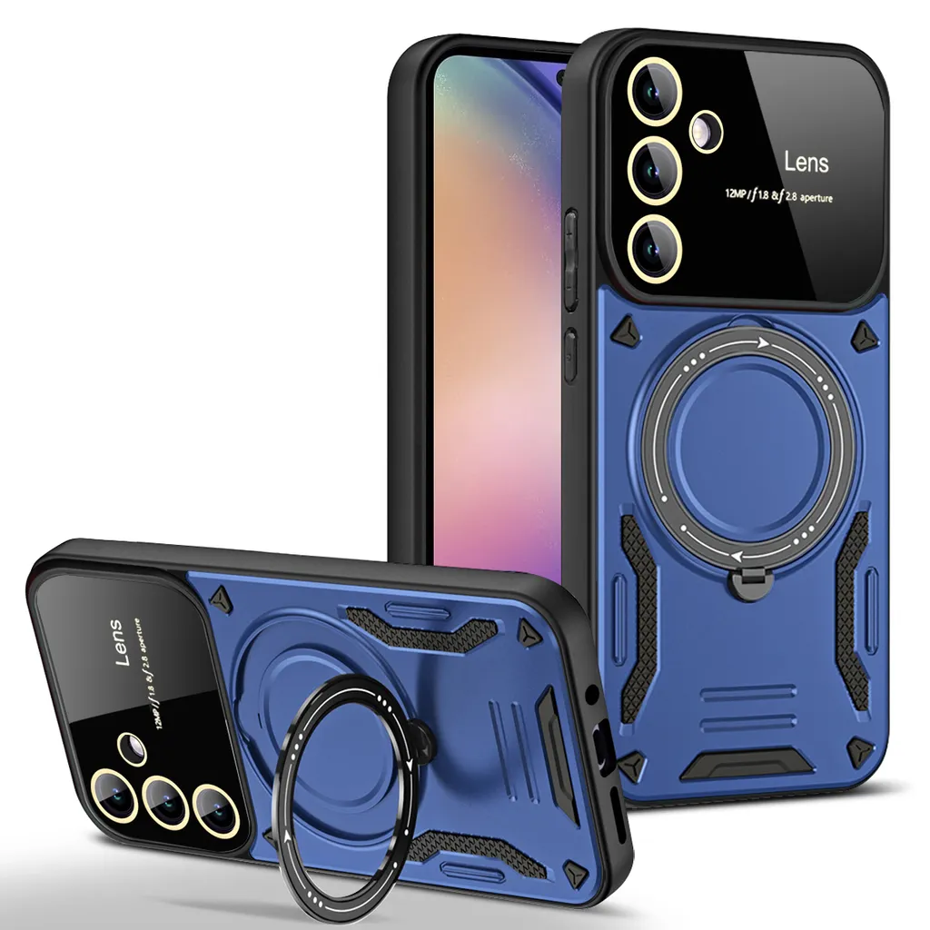 Cover Blu per Samsung A54 5G - Armor Case con Ring Stand Magnetico