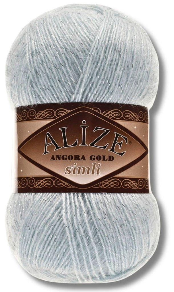 Alize 1x 100g Angora Gold Simli Wolle mit Glitzer, Uni, Häkeln, Stricken (514)