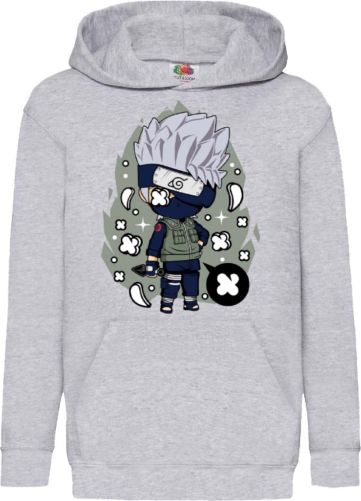 Kinder Kapuzenpullover Naruto Kakashi 01, 9-11 Jahr - 140 / Grau