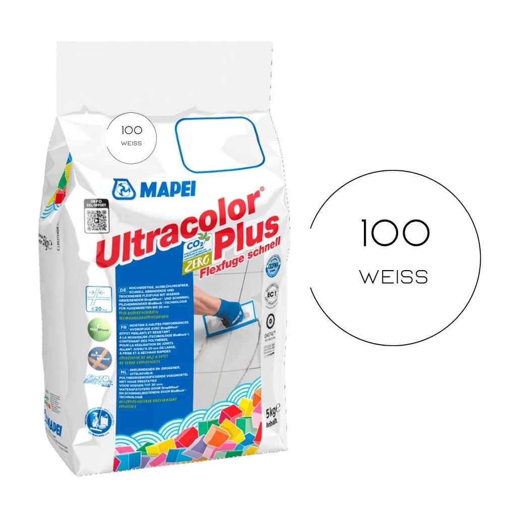 MAPEI® ULTRACOLOR PLUS Fugenmörtel 100 weiss 5 kg Flexfuge Produktbild 