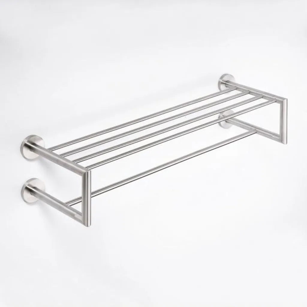 Porte-serviettes mural NEO étagère de rangement double barre 65cm