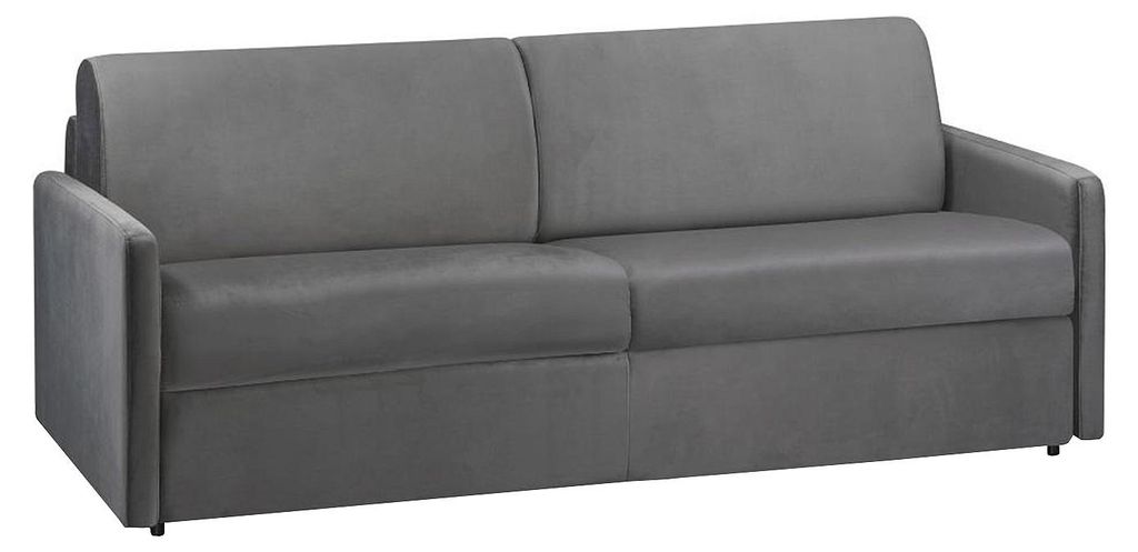 4-Sitzer-Express-Schlafsofa aus anthrazitfarbenem Velours mit Sitzfläche aus Memory-Schaumstoff – Liegefläche 160 cm – Matratze 18 cm CALIFE