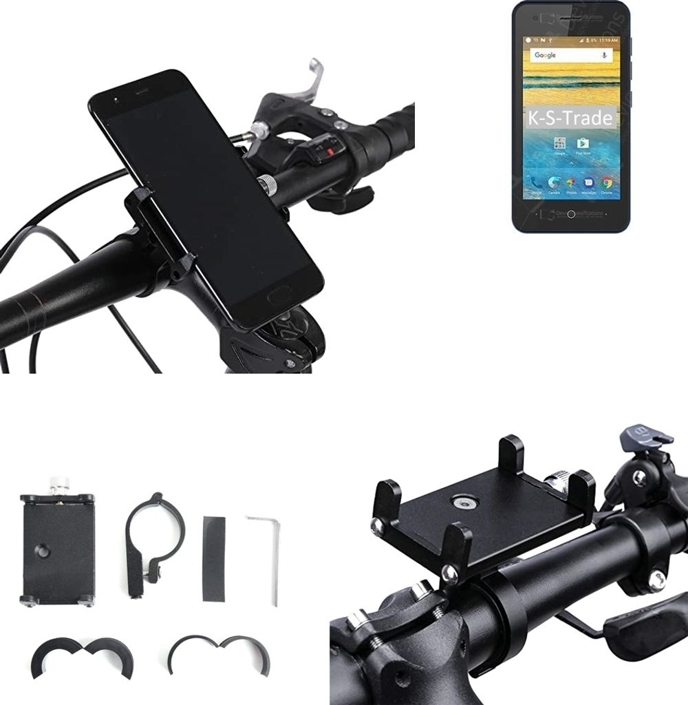 K-S-Trade Handyhalterung für das Fahrrad kompatibel mit ZTE Blade L130 Halter Lenkstange Fahrradhalterung Motorrad Bike Mount Befestigung Smartphone