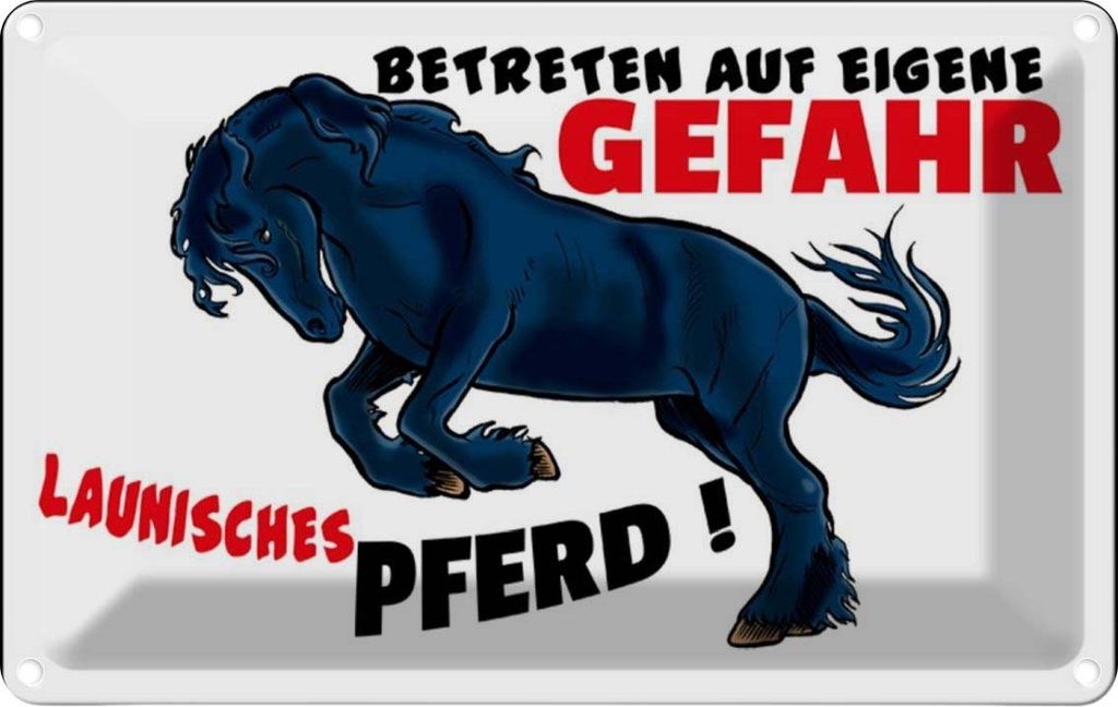 vianmo Blechschild 12x18 cm launisches Pferd Gefahr Tier Haustier