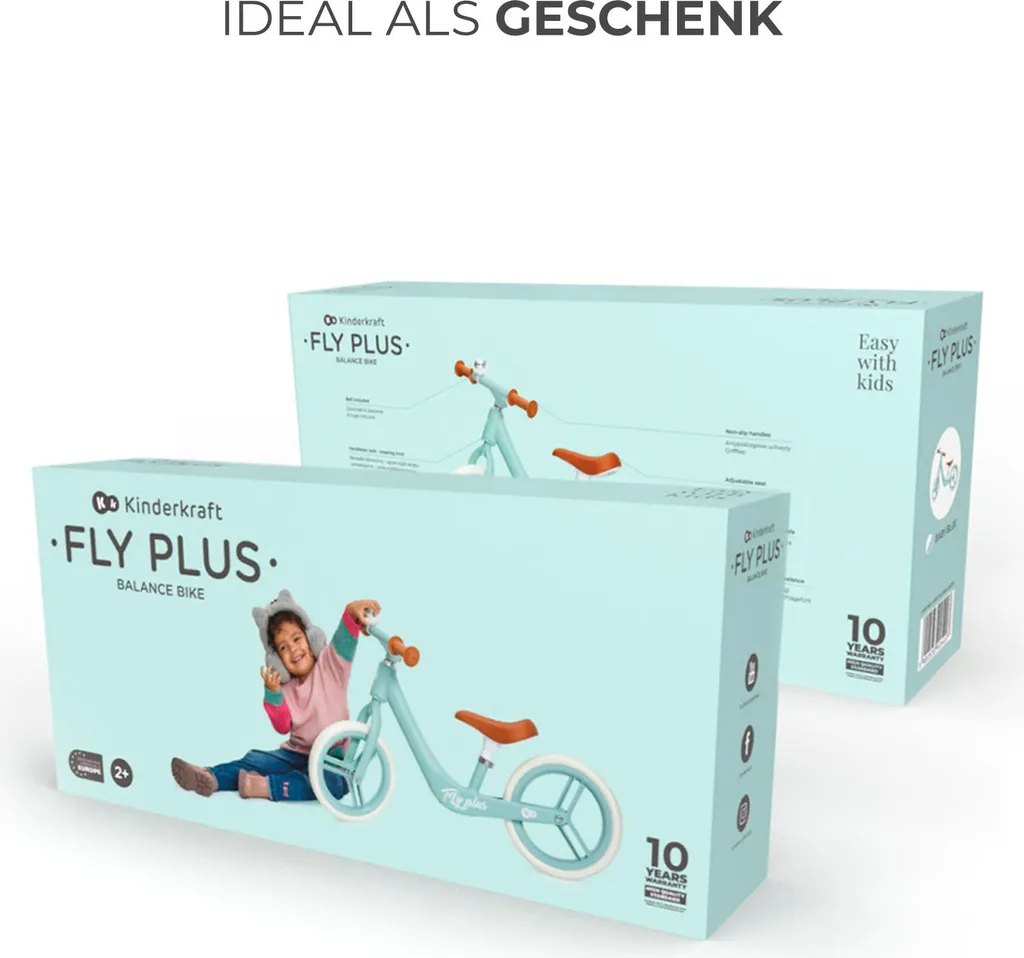 Vélo d'équilibre Kinderkraft FLY PLUS léger et sans crevaison bleu