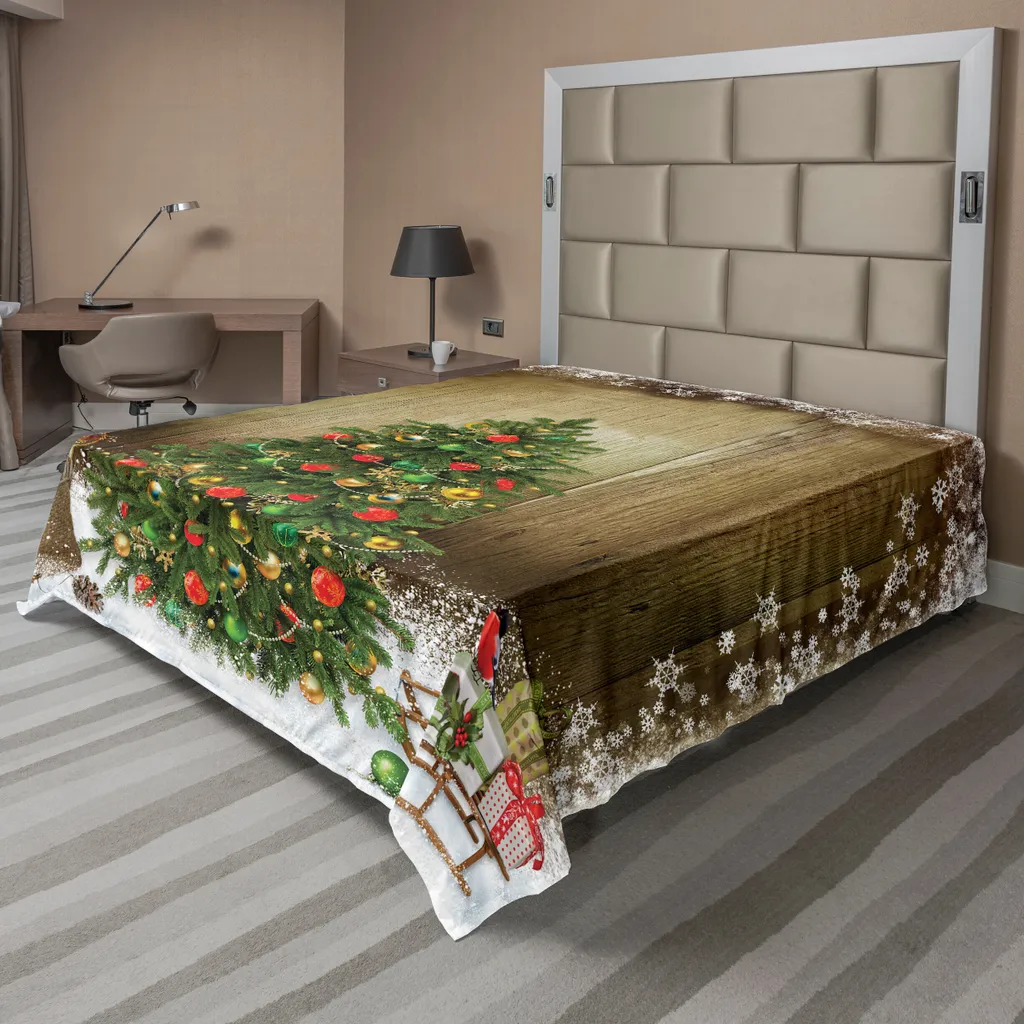Drap plat ABAKUHAUS Sapin de Noël et Cadeaux, 266x260 cm, Multicolore