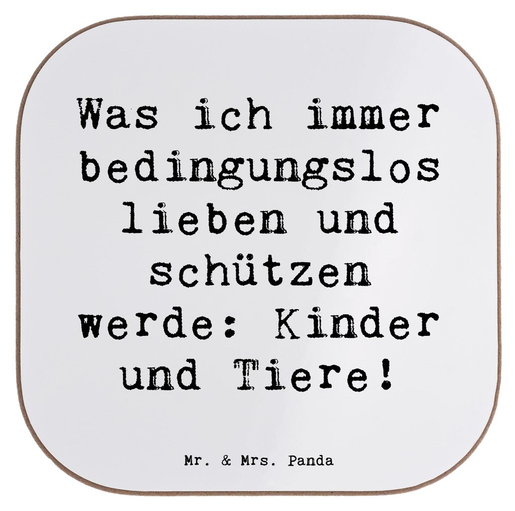 Mr. & Mrs. Panda Holzuntersetzer Spruch Schutz für Kinder - Weiß - Geschenk, Sicherheit, Zitat, Gefühl, Hingabe, bedingungslos, gläseruntersetz...