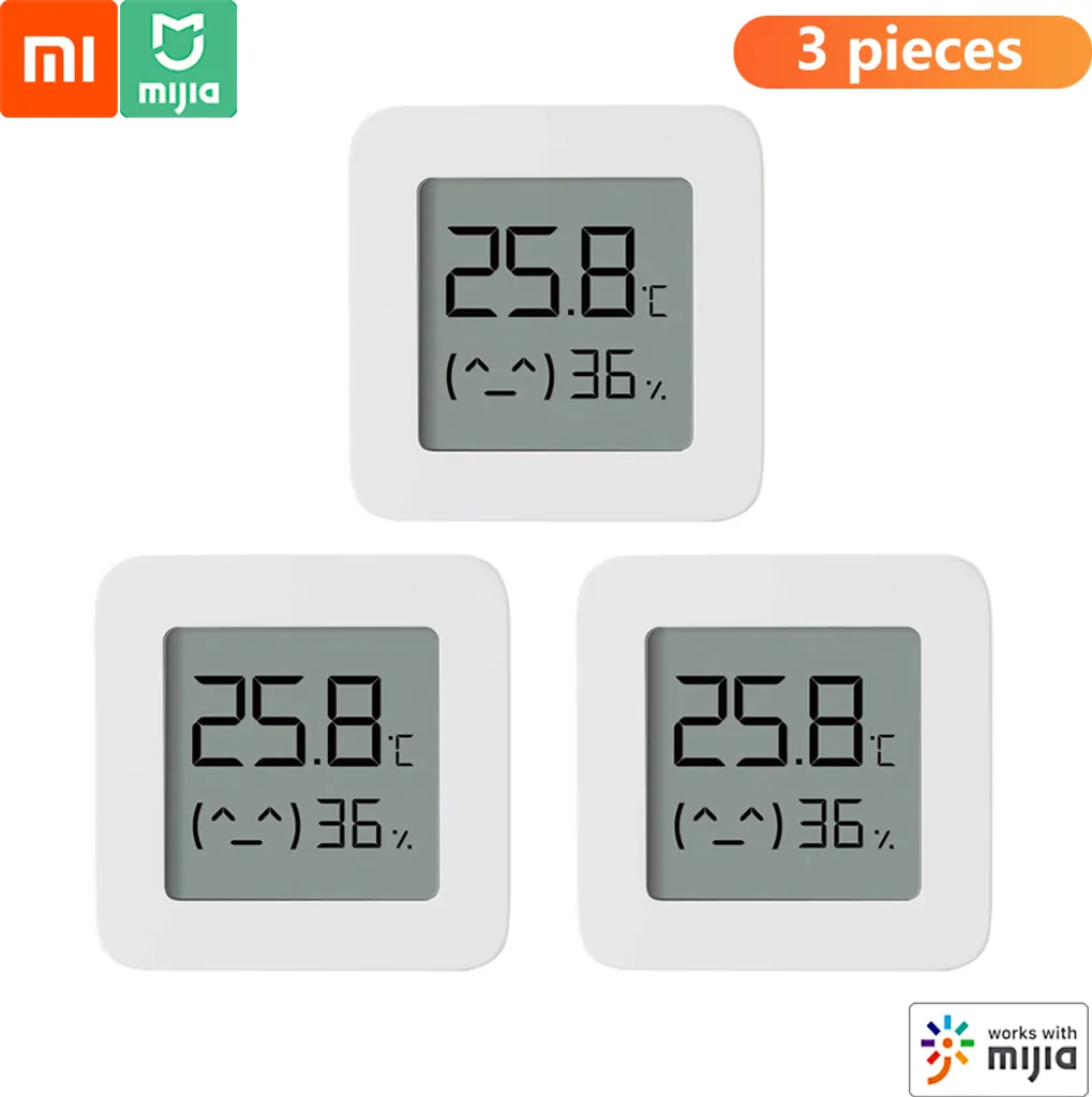 3 pezzi Xiaomi BT Termometro 2 Wireless Smart Elettrico Sensore di umidità igrometro digitale Funziona con l'App Xiaomi