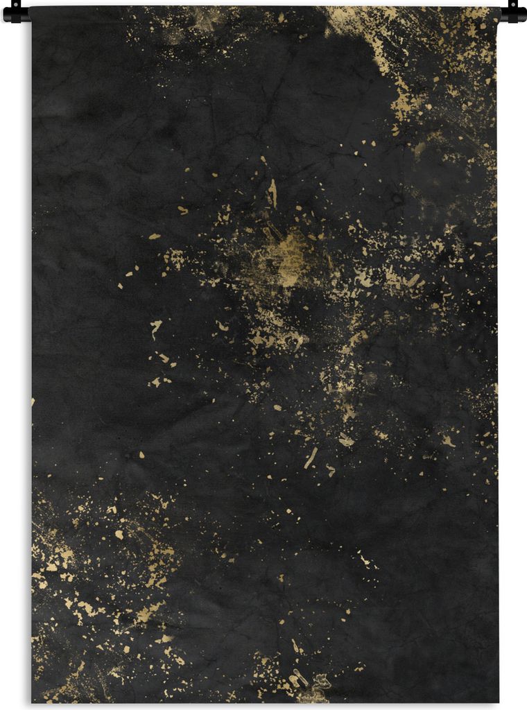 MuchoWow Wandteppich Wandbehang Schwarz - Gold - Farbe 90x135 cm Tapisserie Dekoration Wandtuch - Baumwolle - Wandskulptur