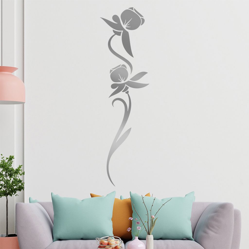 Blumen - Linien Wandtattoo in 6 Größen - Wandaufkleber Wall Sticker - Dekoration, Küche, Wohnzimmer, Schlafzimmer, Badezimmer