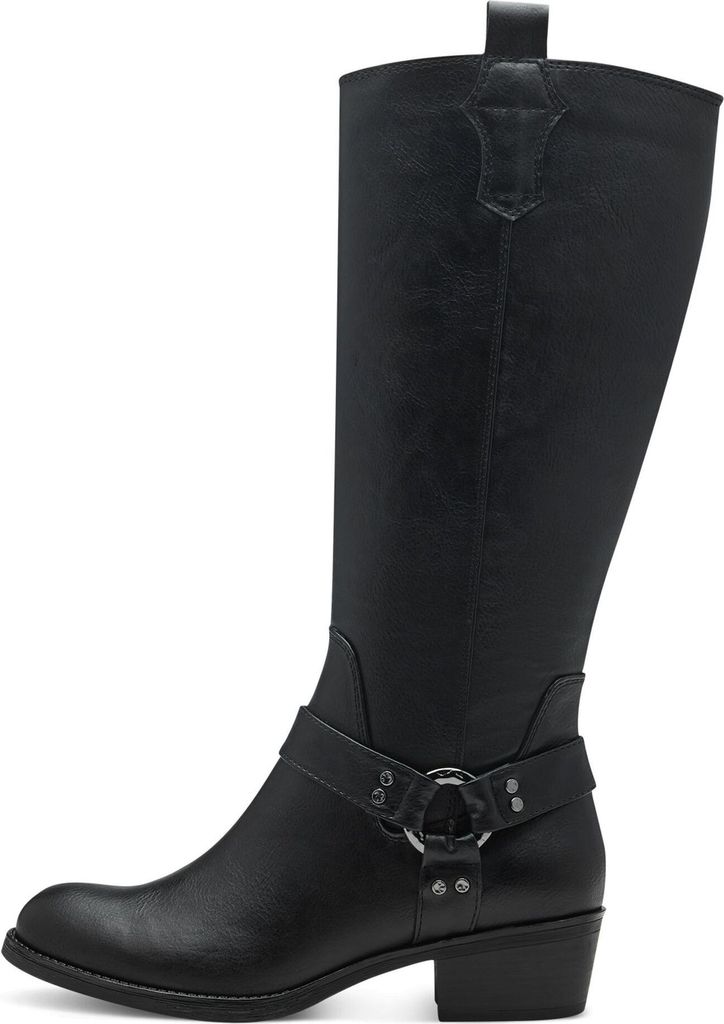 MARCO TOZZI Damen Stiefel Western Cowboy Boot mit Zierriemen 2-25503-43, Größe:40 EU, Farbe:Schwarz