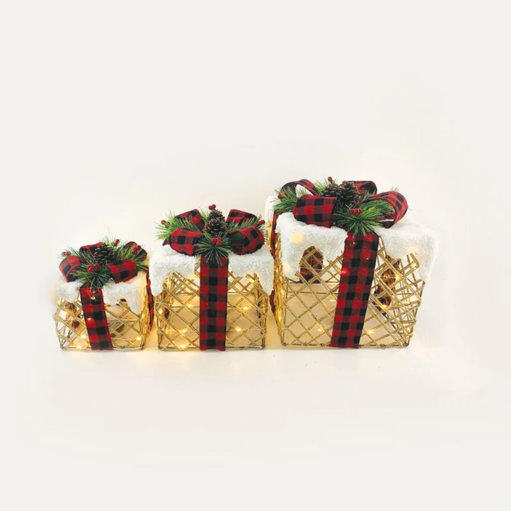 Cadeau Lumineux Noël sans Fil Pile Boîte Coton Éclairage Intérieur