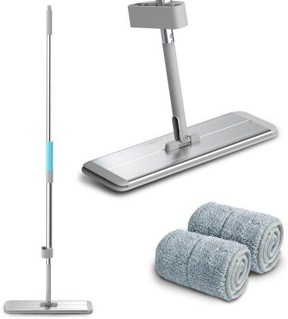 Aluminium-Mop-Platte mit wiederbefüllbaren Microfaser-Pads und Hands-Free-Squeeze - 134cm Griff für nasses und trockenes Düngen