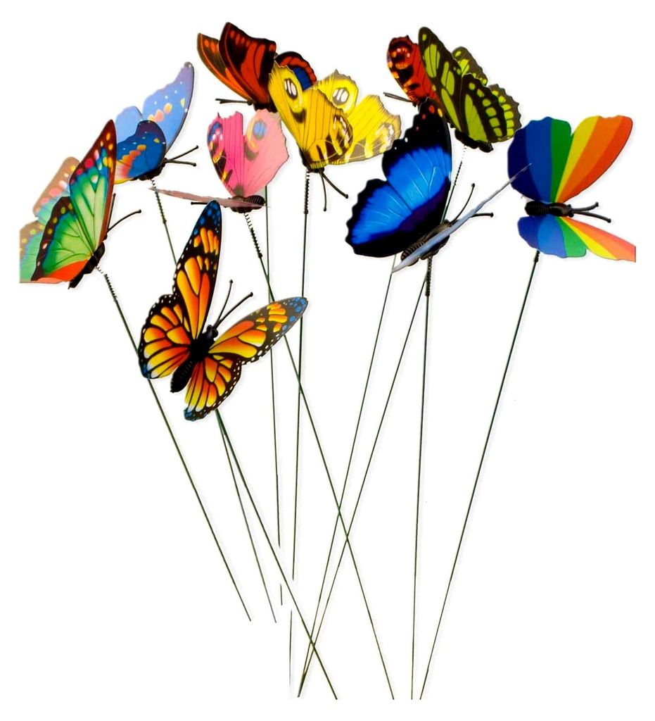 20 bunte Deko-Schmetterlinge für Garten und Balkon, 7cm x 5cm