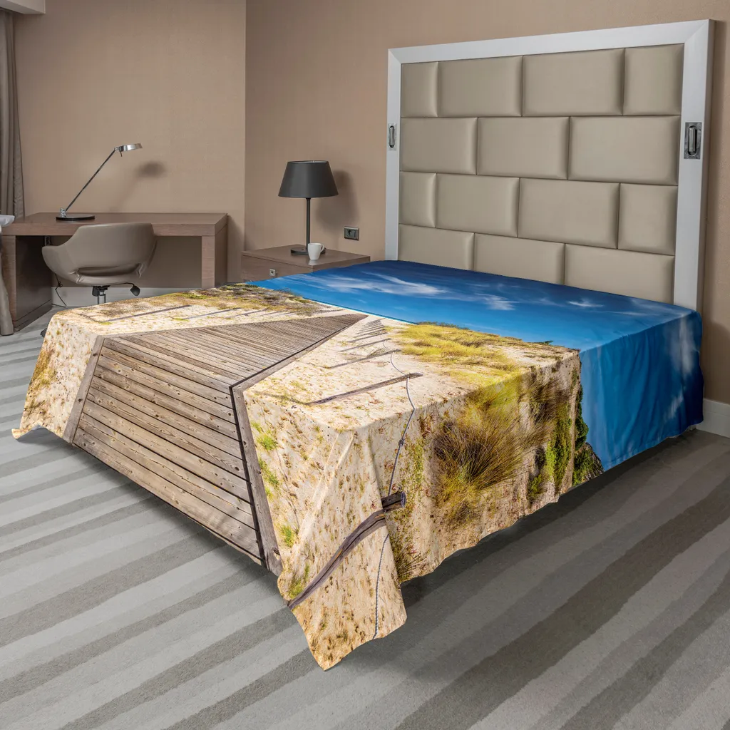 Drap de dessus pour lit deux personnes décor ciel et mer 244x205 cm