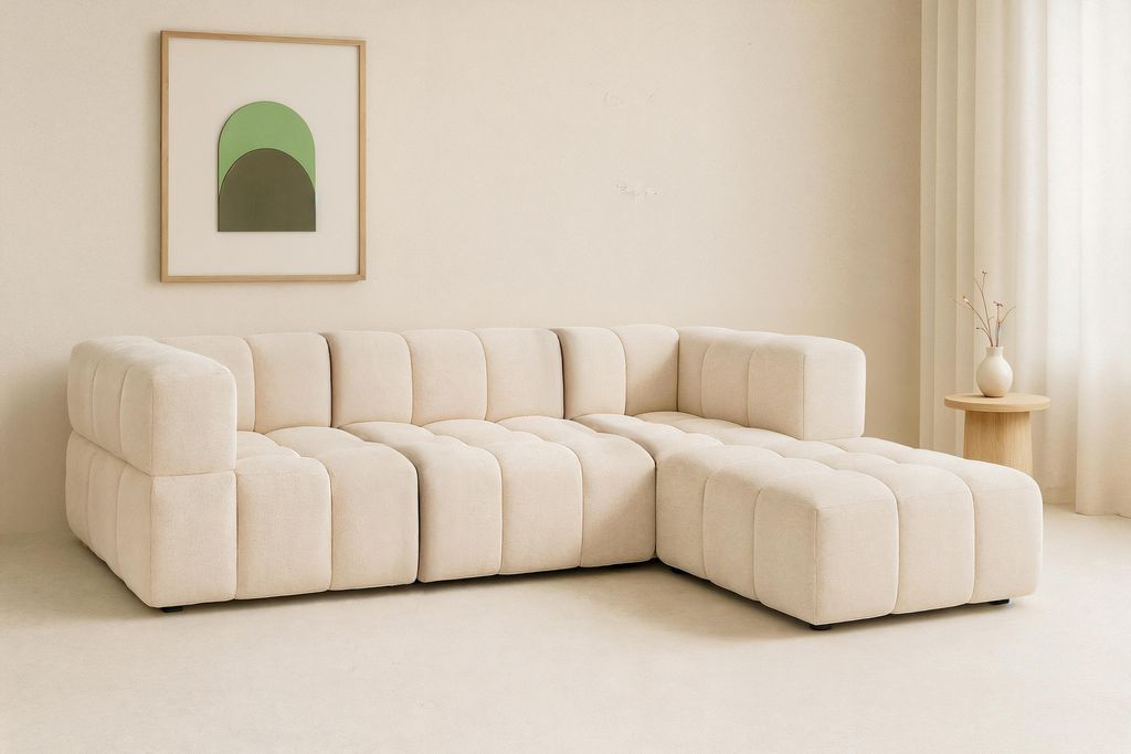 Modulares Ecksofa Für Das Wohnzimmer Gestepptes Ecksofa Clixi 282 Cm Federn Rechts