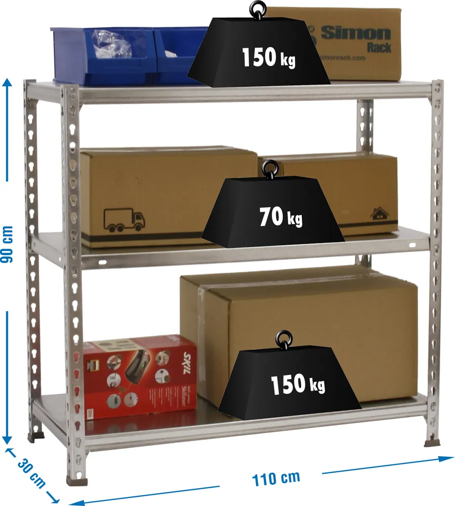 Rayonnage métallique ECOCLICK SUPERPLUS 3/300 galvanisé pour stockage