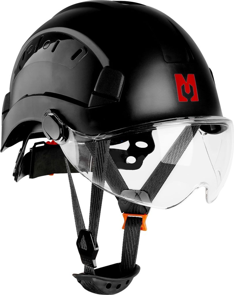 Mustbau Sicherheitshelm, EN397 Schutzhelme mit Schweißband und Visier, 53 bis 63cm Verstellbarer Kopfumfang, strapazierfähiges ABS-Material Für ...