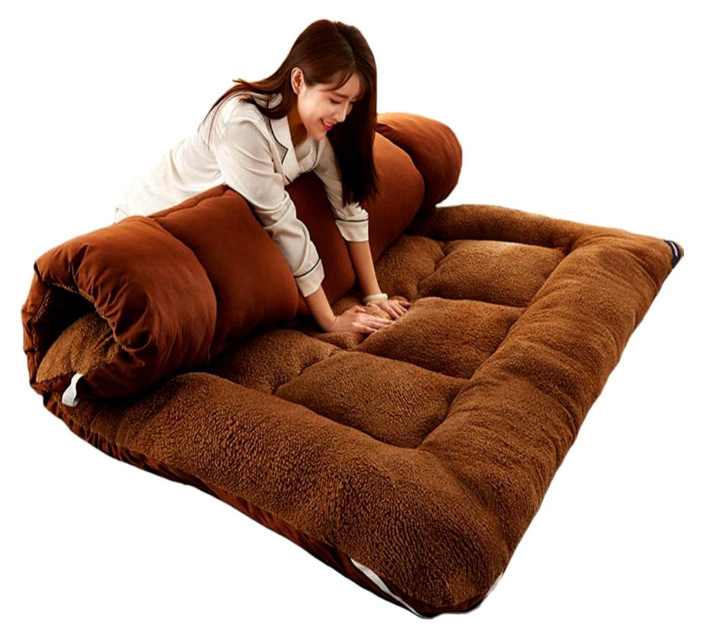 Futonmatratzen aus japanischer Wolle, Bodenmatratze, mehrfarbig, verschiedene Größen (Marron, 90 * 200 cm)
