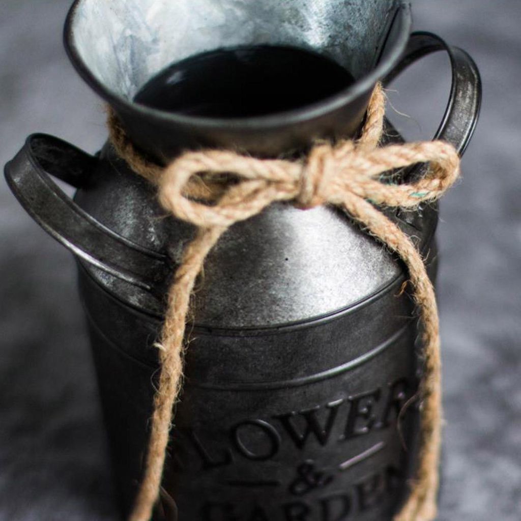 Vintage Metal Milk Can, Distressed Iron Flower Pot Planter mit Buchstaben, für Garten Home Decor, European Style Bucket Vase