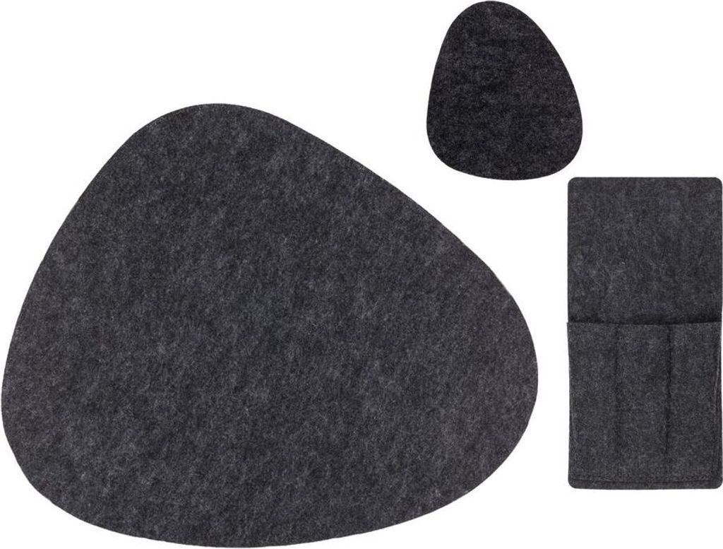 Tischset Kieselstein in grau und/oder anthrazit 3, 6.12tlg. aus Filz Platzset , als Set:Single Anthrazit