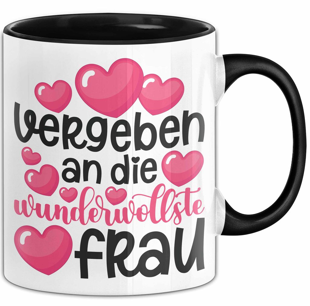 Valentinstag Tasse "Vergeben an die wundervollste Frau" Geschenkidee (Schwarz)