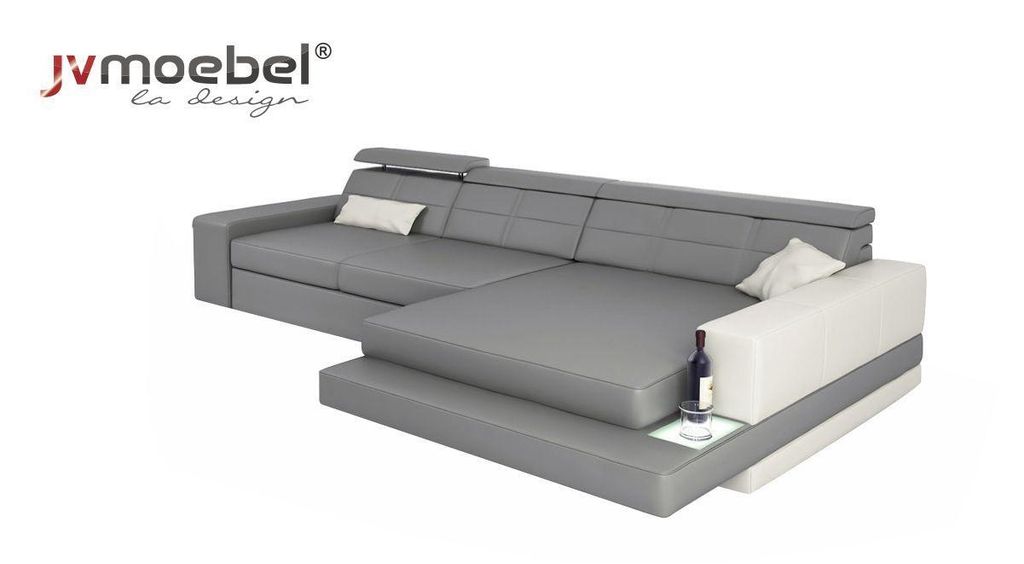 XXL Couch Ecksofa Leder Wohnlandschaft Sofa Design Modern Sofa L-Form