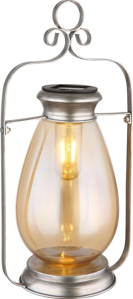 GLOBO 36647 Solarleuchte Metall silberfarben antik, LED