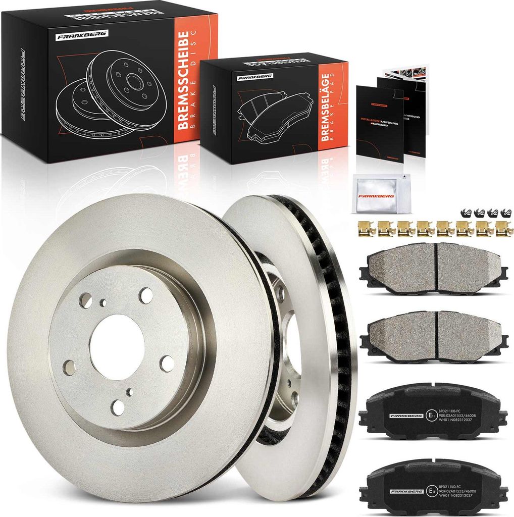 Frankberg 2x Bremsscheiben 4x Bremsbeläge Vorderachse für Toyota Auris Kombi Mirai Prius Plus Van RAV 4 III IV
