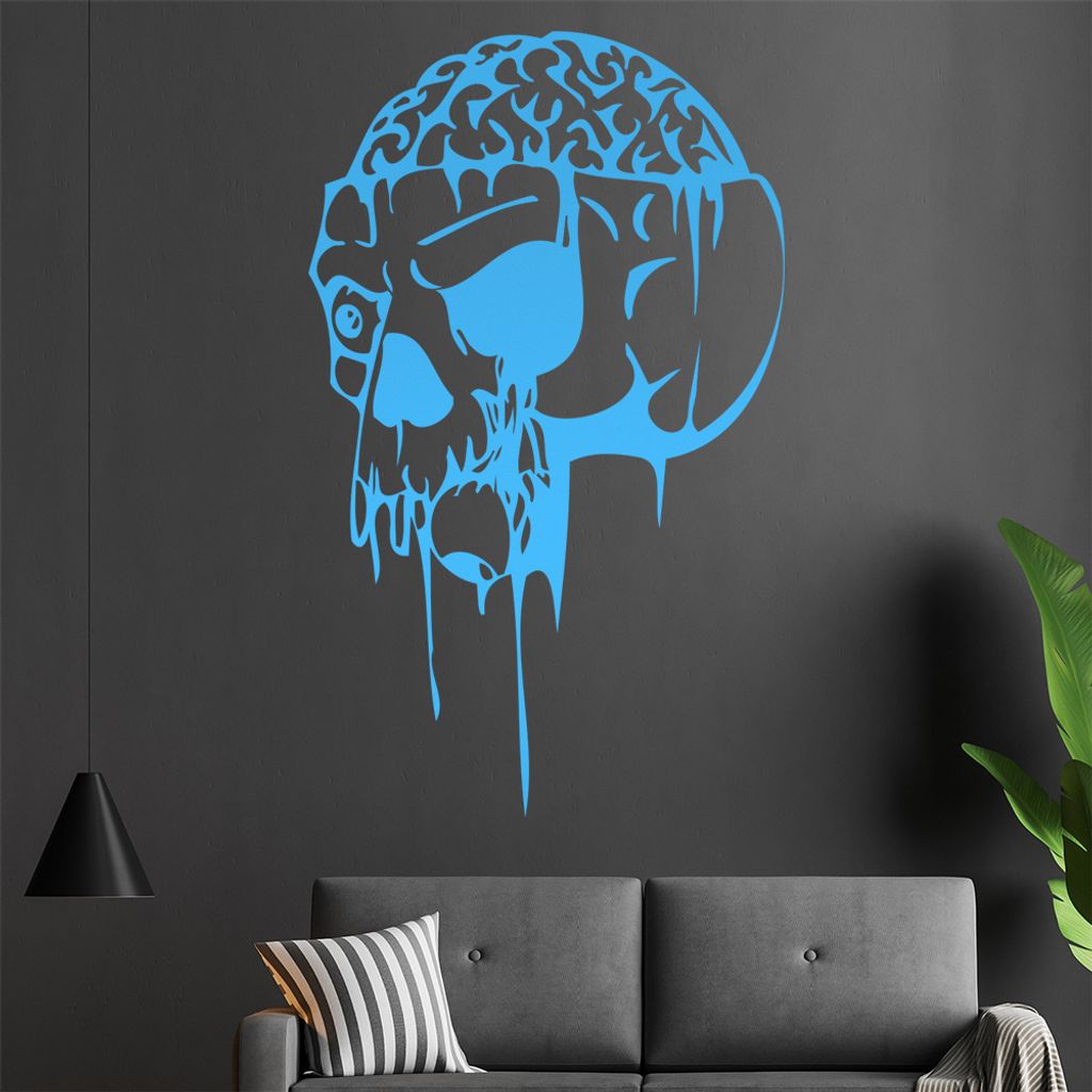 Gehirn Schädel Wandtattoo in 6 Größen - Wandaufkleber Wall Sticker - Dekoration, Küche, Wohnzimmer, Schlafzimmer, Badezimmer