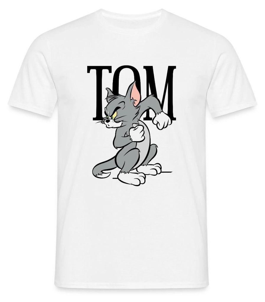 Spreadshirt Tom Und Jerry Wütender Kater Männer T-Shirt, 3XL, Weiß